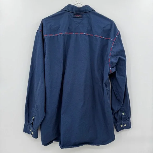 Vintage men's Tommy Hilfiger 90s logo button up long‎ sleeve size large - Picture 8 of 10